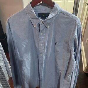 Ralph Lauren Men's Light Blue Checkered Button-Down Shirt